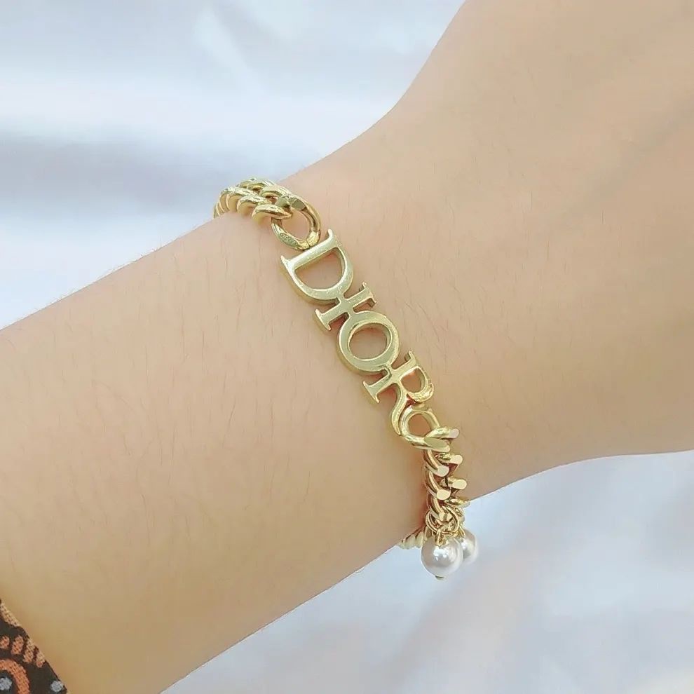 BISA COD Gelang Wanita Titanium Asli Lapis Emas Anti Karat Gelang Tangan Pearls Mutiara Rantai Gold 