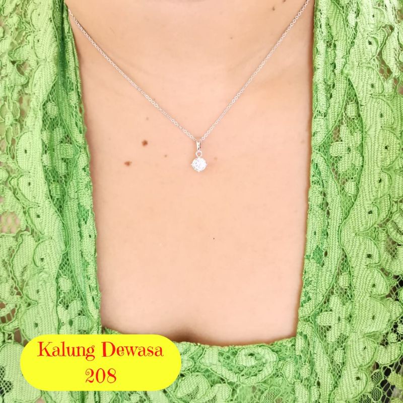 Kalung wanita silver model permata simpel K208 titanium lapis emas