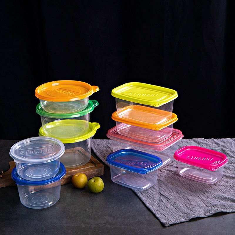 1Pc Disposable Plastic Round And Square Food Containers Organizer Box / Transparent Take-out Packaging Box