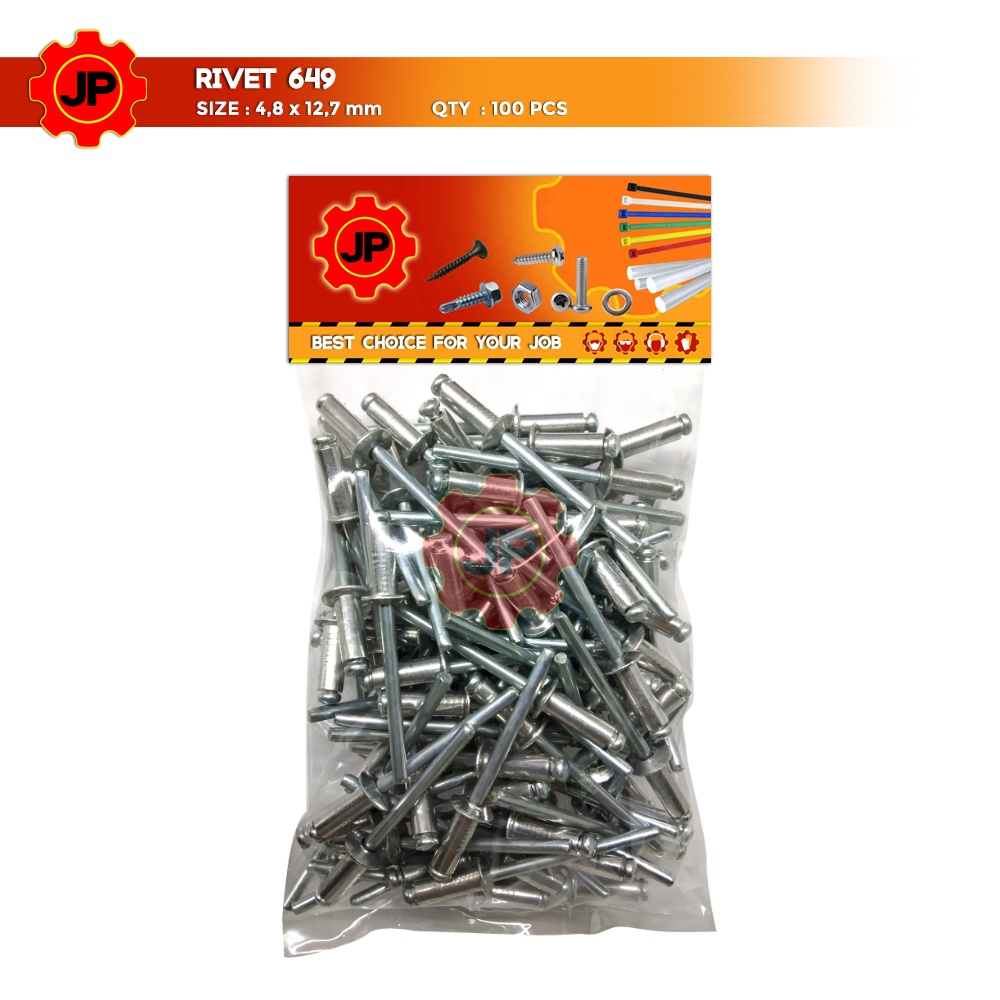 PAKU RIVET 4.8 X 12.7 MM 649 BLIND RIPET RIFET TEMBAK ALUMINIUM 100 PC