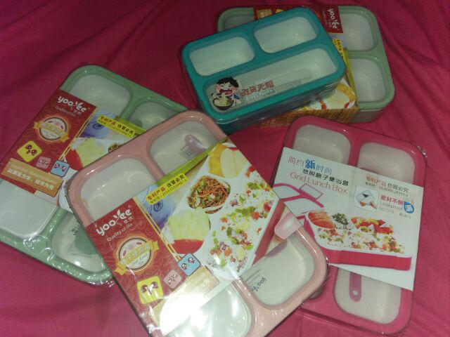 Lunch Box Sekat 3 Yooyee 633 Anti Tumpah Yooyee Mini  Sekat 3 Lunch Box