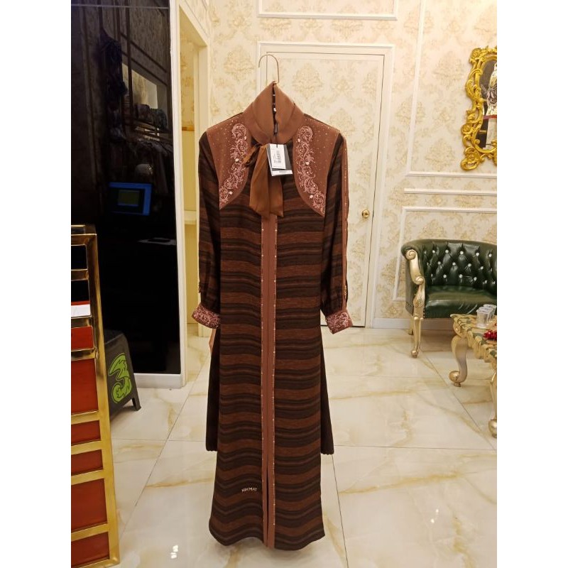 Gamis Abaya Hikmat Fashion Original A3399 Dark Brown