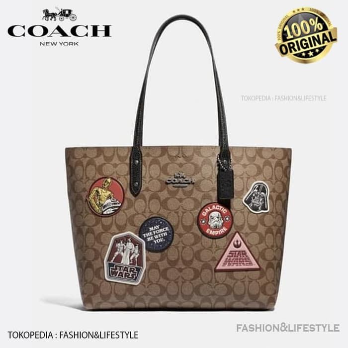 Coach Star Wars x Town Tote Bag With Patches Tas Coach Original 100