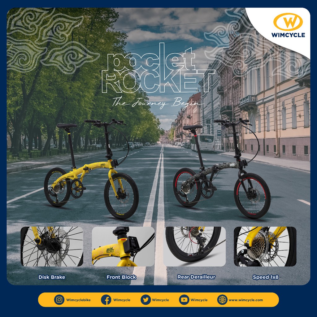 Sepeda Lipat WIMCYCLE 16" 29" inch POCKET ROCKET Edisi NUSANTARA