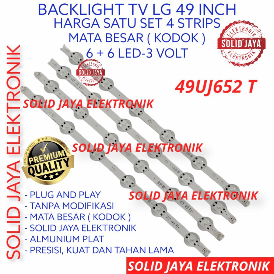 BACKLIGHT TV LED LG 49 INC 49UJ652 49UJ652T 49UJ LAMPU BL 3V 12K KODOK 3 VOLT V 12 KANCING FULL SET