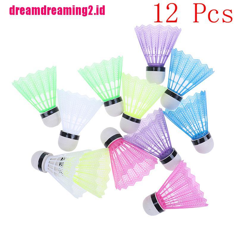 （✔✔❤12pcs Shuttlecock / Kok Badminton Bahan Plastik Warna Warni Untuk Latihan