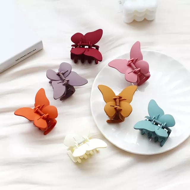 PREMIUM Jepit Rambut Korea Kupu Kupu 7CM - Jedai Doff Kupu Jepitan Rambut Matte Butterfly Hair Claw Clips