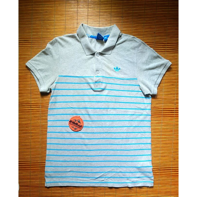 Baju kaos krah ADIDAS polo shirt three foil bunga fire bird
