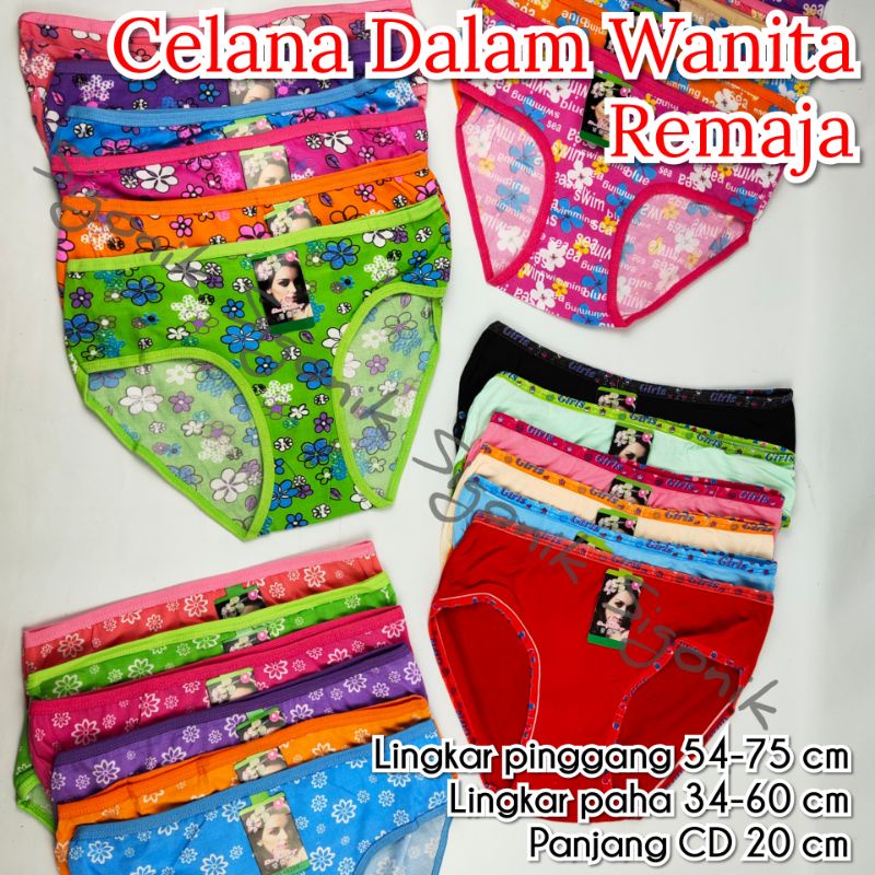 CD Celana Dalam Wanita Remaja ABG Cewek Motif XDT Perempuan All size warna Cerah Murah Adem