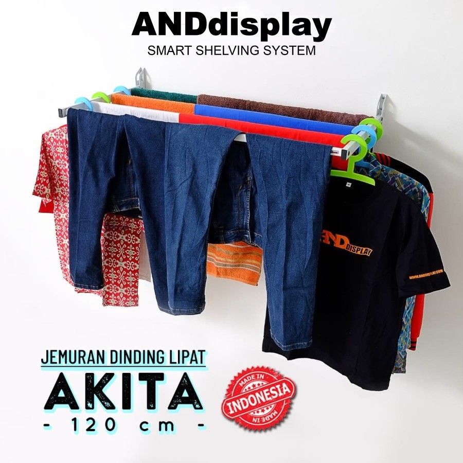 JEMURAN BAJU AKITA 120 CM DINDING LIPAT BALKON APARTEMEN RUMAH SUSUN ANDDISPLAY