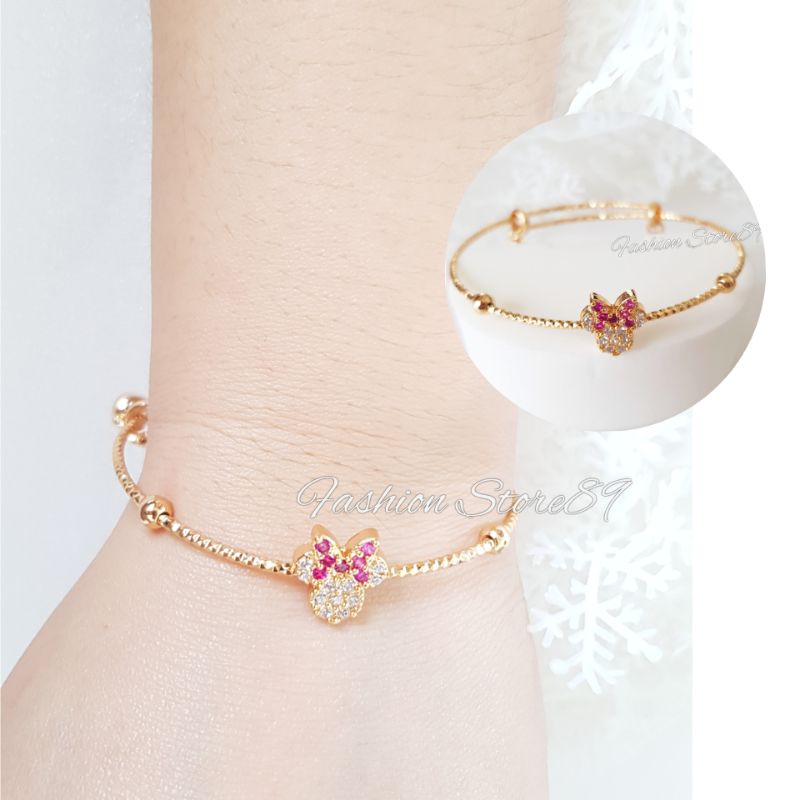 Gelang Bangle Mickey Minnie Impor Xuping Yaxiya Perhiasan lapis emas 18k