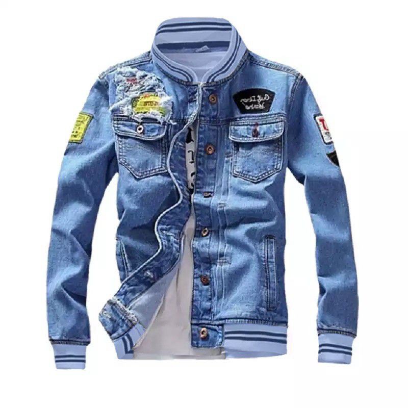 jaket jeans pria / jaket jeans bomber rip porman