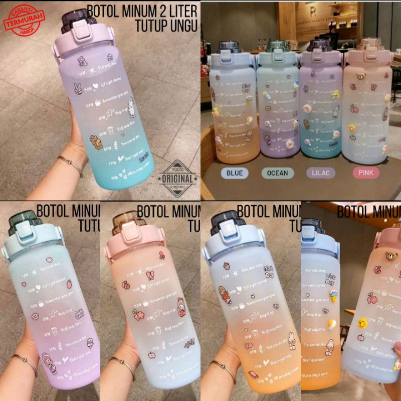 Sale, Botol Gradasi Tritan 2 Liter/Botol Motivasi Penanda Waktu Free Stiker