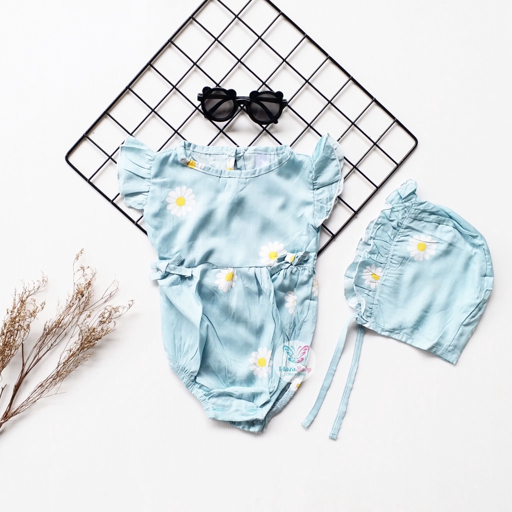 PROMO 7.7 plazababyku  MX ROMPER EMMA setelan bayi motif bunga yang lucu free bonnet PART2