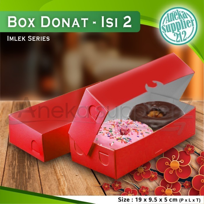 

Box DONAT - Dus Donat - Kotak Donat - MERAH - ISI 2 (50 pcs)