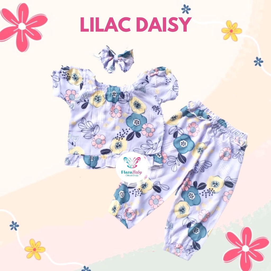 Plazababyku MX CARLA RAYON SETELAN BANDO setelan bayi motif bunga yang lucu free headband PART2