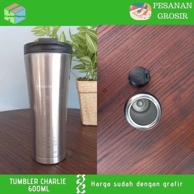 Tumbler Custom Grosir Tumbler Charlie 600ML Cetak Nama Logo Laser Grafir Souvenir Promosi