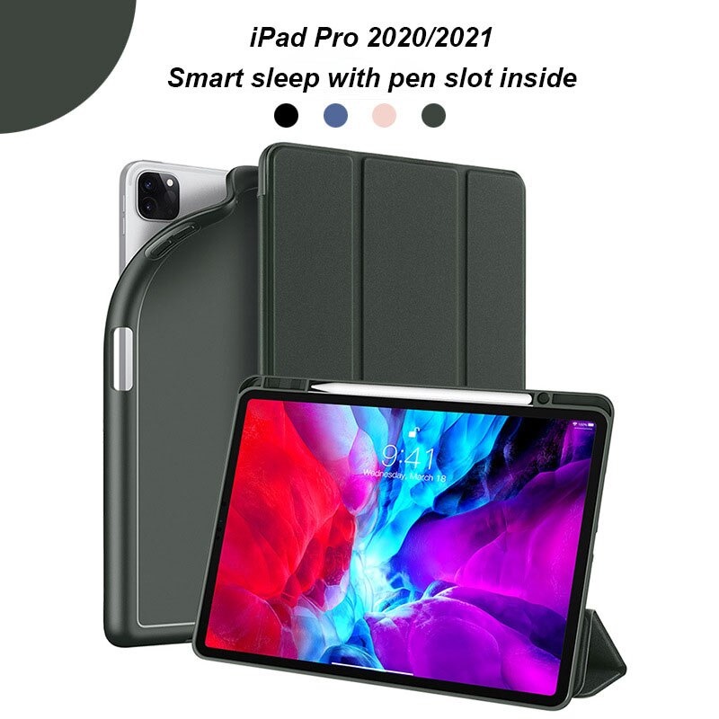 Case iPad Pro 11 Inch 2021 2020 Flip Cover Smart Case Plus Slot Pen