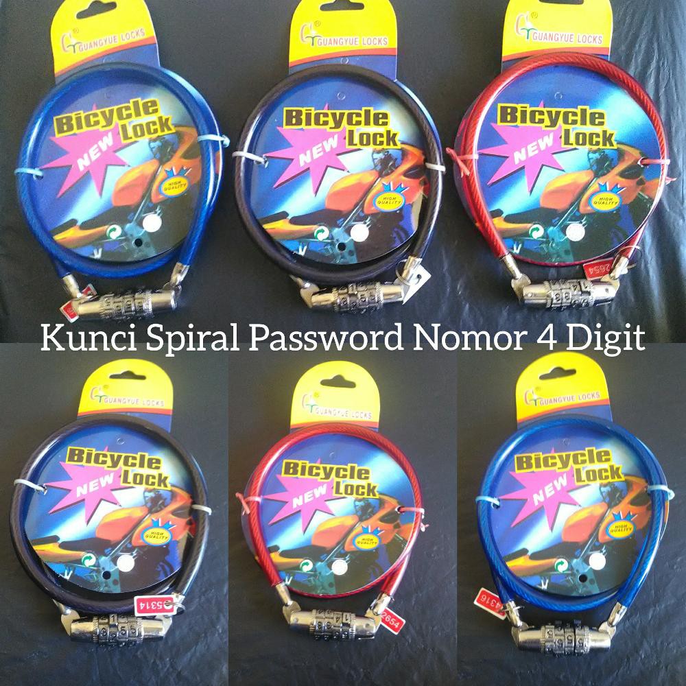 Kunci Sepeda Spiral Nomor Password - Kunci Sepeda Spiral Nomor - Bicycle lock Number Password