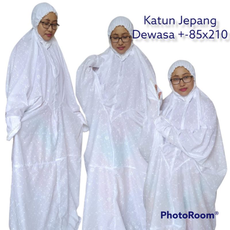 MUKENA TERUSAN KATUN JEPANG PUTIH TERMURAH