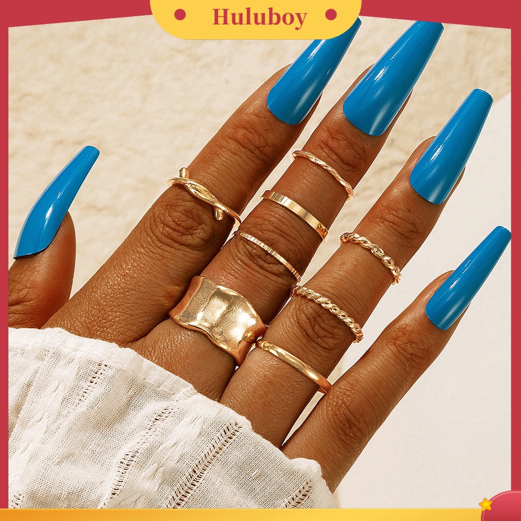 Hu Hu Hu Hu Hu Alat Bantu Pasang Kacamata♡ 8pcs / Set Cincin Bahan Alloy Bentuk Kepang Irregular Untuk Aksesoris Perhiasan