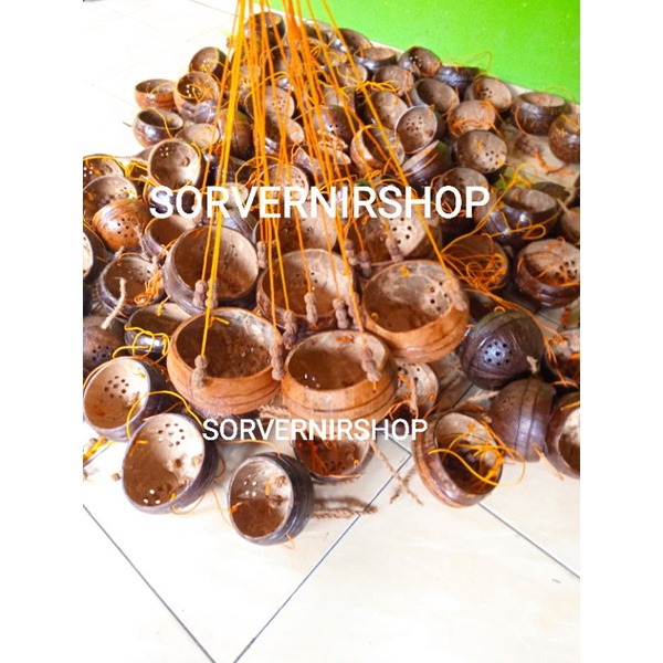 pot batok kelapa tanaman hias tempurung kelapa ukir gantung