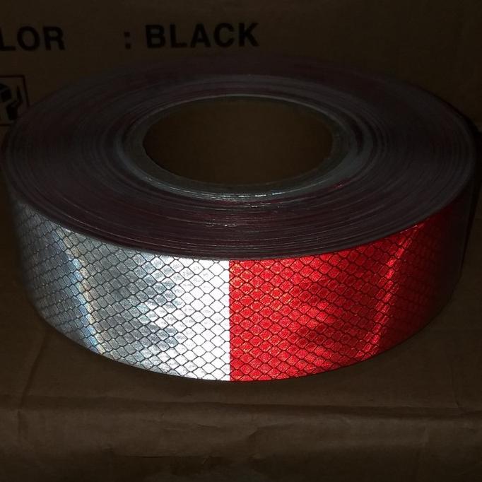 sticker reflective motif 3M prismatik-stiker scothlite merah putih