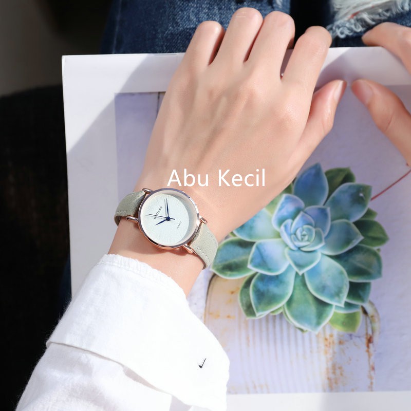 ✨HOT SALE✨ WATCHYOU Jam Tangan A0010 Wanita Casual Gaya Retro Korea untuk Pasangan-Abu Kecil
