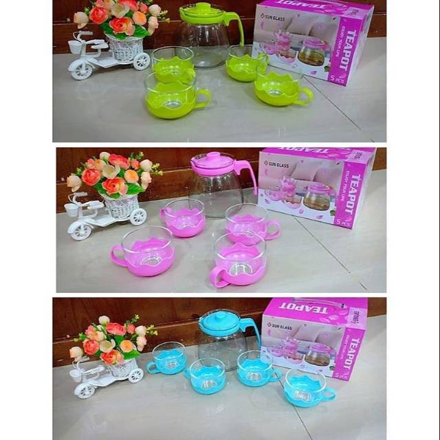 TeaPot set Sunglass teko gelas kaca-Teko gelas teh kopi teapot