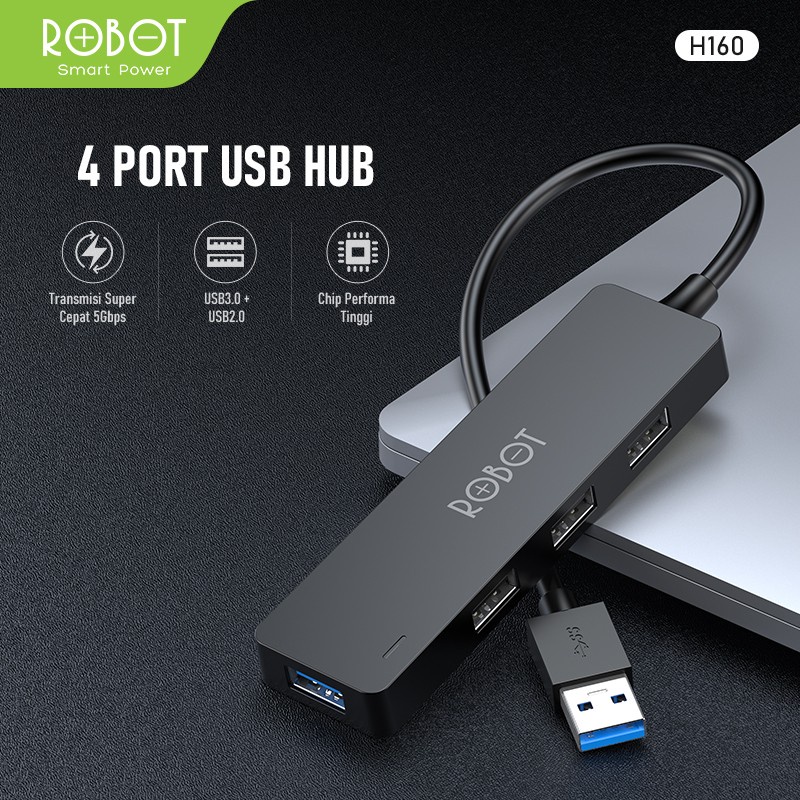 ROBOT USB Hub H160 4 Ports USB 2.0 &amp; USB 3.0 High Speed 5GBPS Original