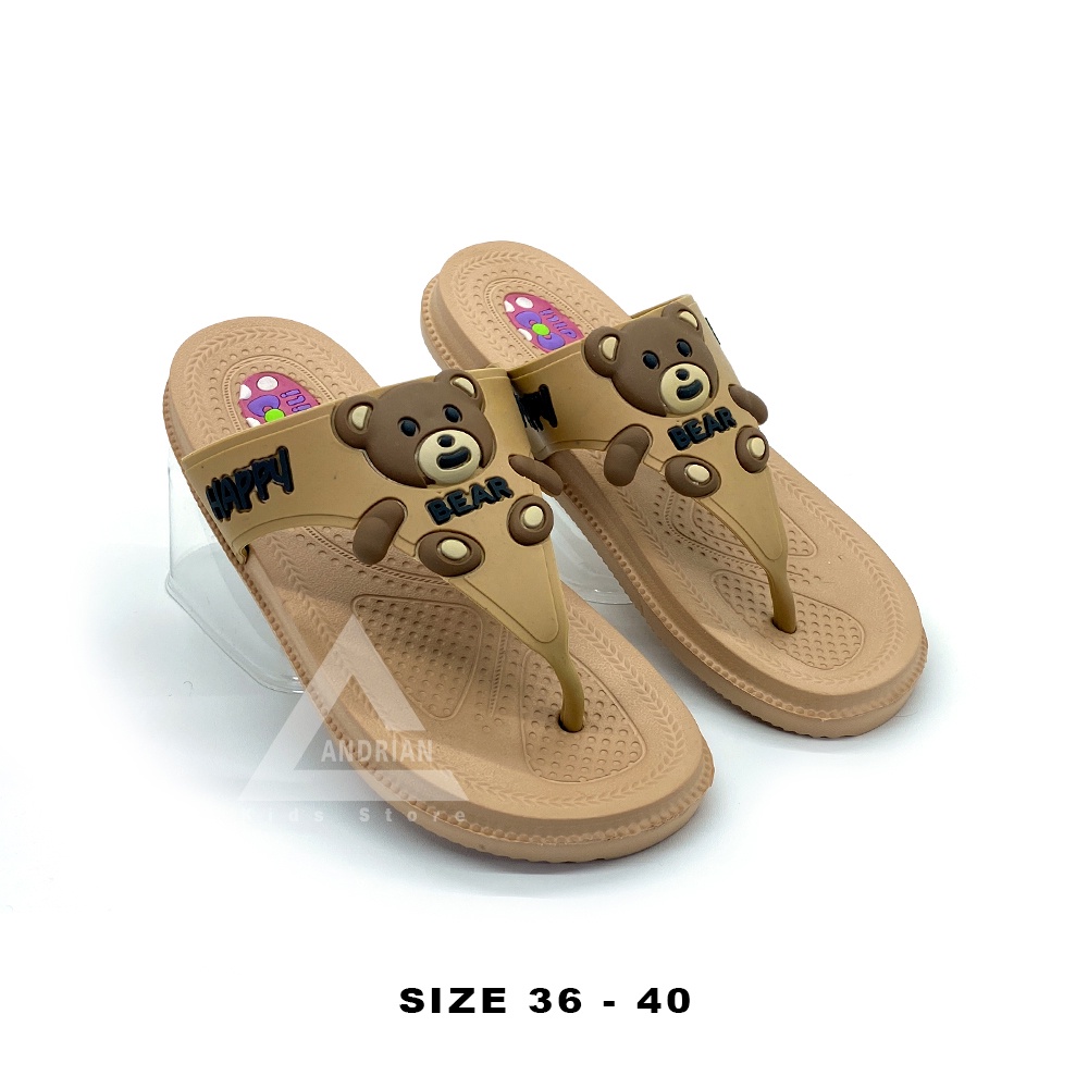 Andrian - Sandal Wanita Remaja Dewasa Jepit karakter Bear Terbaru Lucu Size 36-40