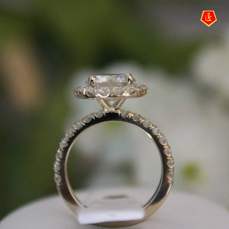 [Ready Stock]Micro-Inlaid Full Diamond Moissanite Ring 18K Gold