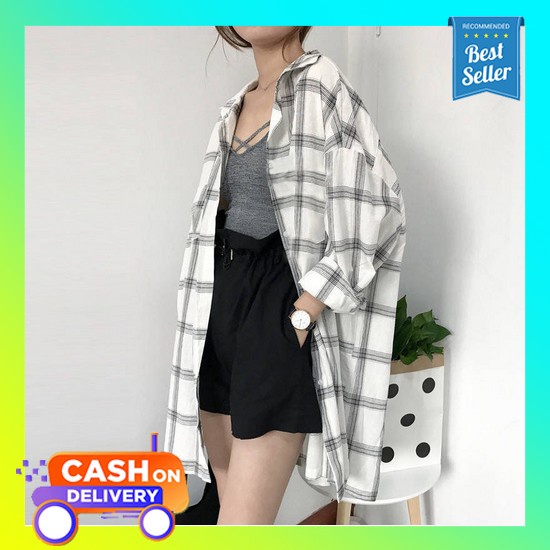 Kemeja Wanita Oversize Rayon Lengan Pendek Murah Lengan Panjang Halus Tebal E1R0 Korea Motif Crop Ju