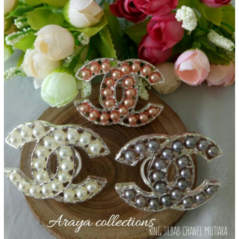 Ring hijab cincin hijab bentuk chanel mutiara