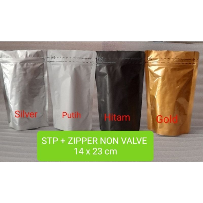 Kemasan standing Pouch NON VALVE + Zipper warna 250gr / STP / standing pouch