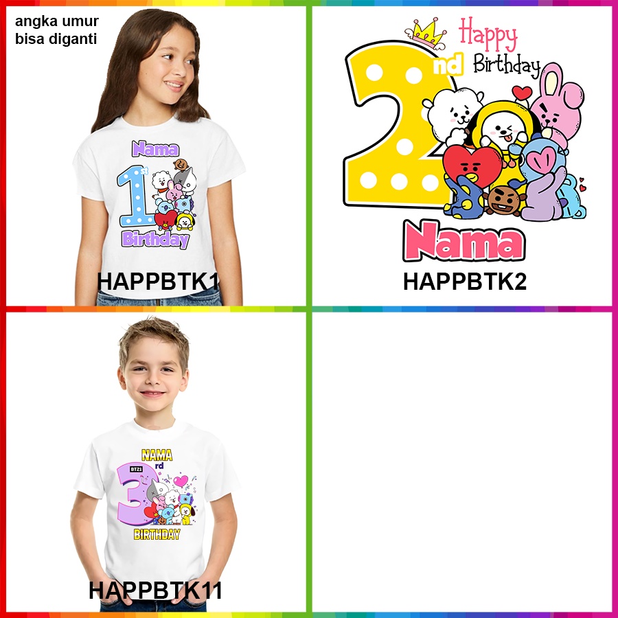 Baju Kaos ANAK DAN DEWASA KEKINIAN KARAKTER bt21 bt 21 COUPLE (FREE NAMA)