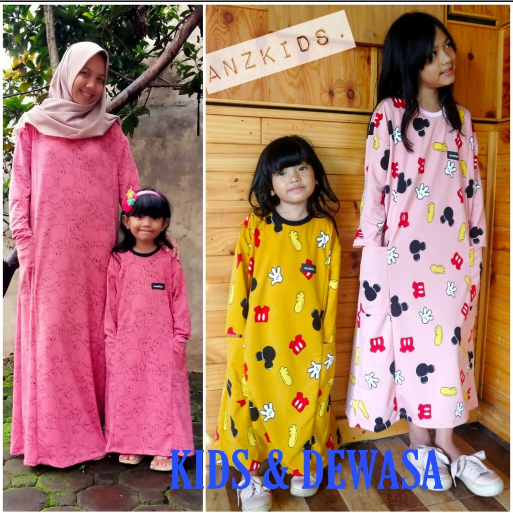 Gamis dress tunik Little hijabers Kids &amp; dewasa