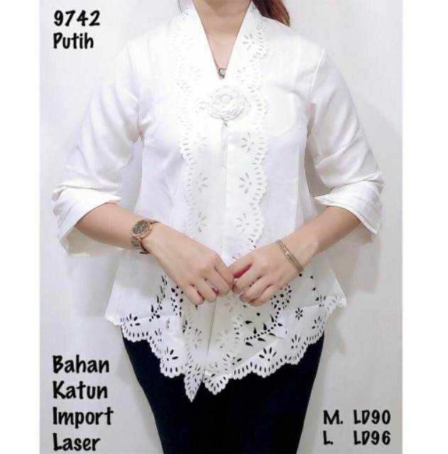 NEW PROMO Kebaya Encim Modern Import Katun Laser Tangan Lipat