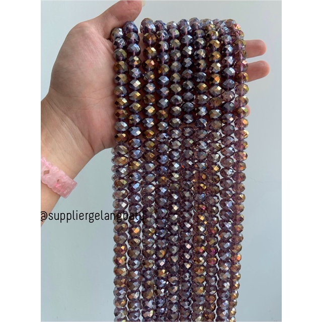 Crystal Ceko 12mm AMETHYST quartz UNGU kecubung KUARSA kuarsa kristal bahan kalung gelang anting strap mask kerajinan tangan craft citayam fashion week etink vintage elegan bali manik crystal