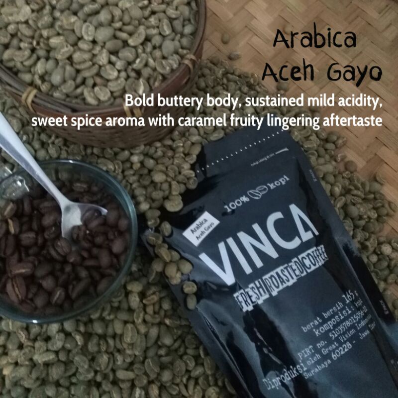 

Vinca kopi Arabica Aceh Gayo 820 gram (level roasting sesuai pesanan)