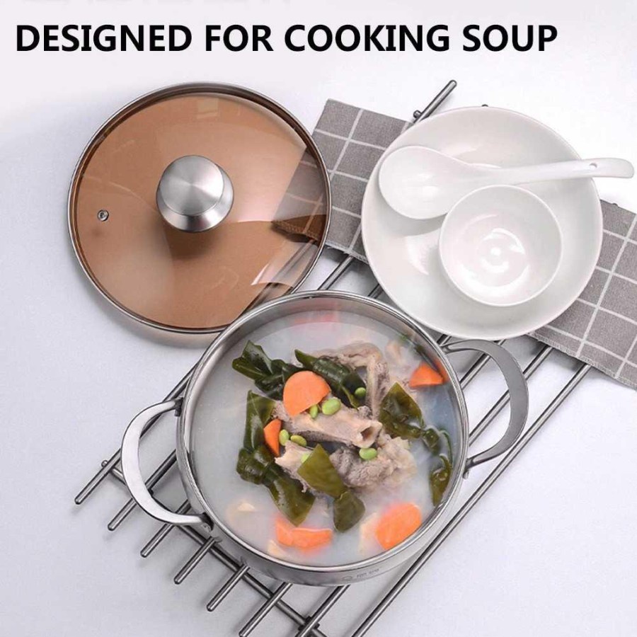 Panci Masak Cookware Soup Stockpot With Lid Handle - LTJ301 - Silver