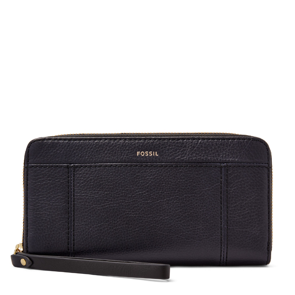 Fossil Jori RFID Zip Clutch Leather Black SWL3008-406 Dompet Wanita