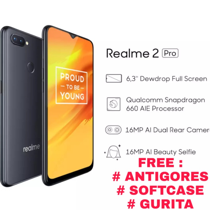 REALME 2 PRO 4 / 64 GB - GRS RESMI INDONESIA - Hitam