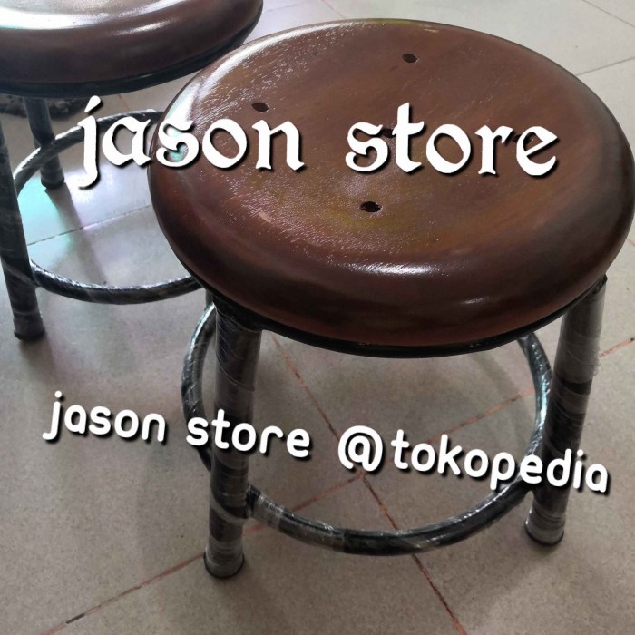 Kursi Kayu - Kursi Pendek 25 Cm/Kursi Jongkok Kaki Besi 25Cm/Bangku Kayu Pendek