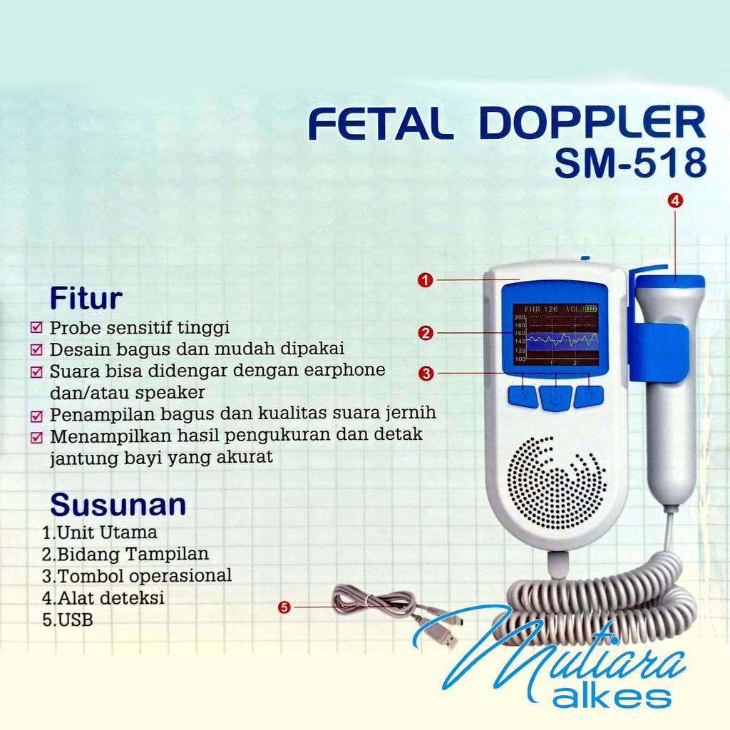 Fetal Doppler / Alat Detak Jantung Bayi SAMMORA SM-518