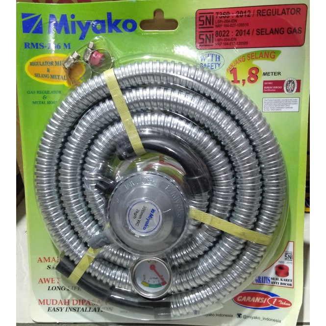 SELANG GAS PAKET REGULATOR MIYAKO RMS-206 + KLEM