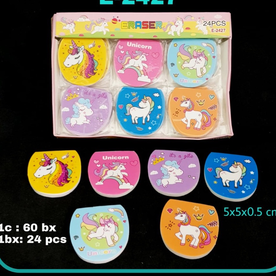 

PENGHAPUS KARAKTER UNICORN per PACK 24 PCS PENGHAPUS PENSIL KARAKTER