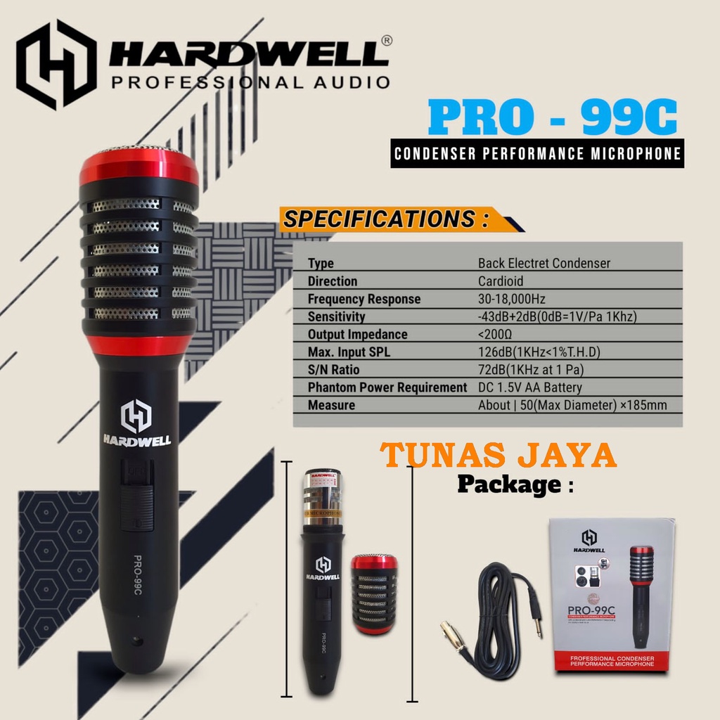 MIC KABEL HARDWELL PRO 99C CONDENSER ORIGINAL PRO99C PRO-99C