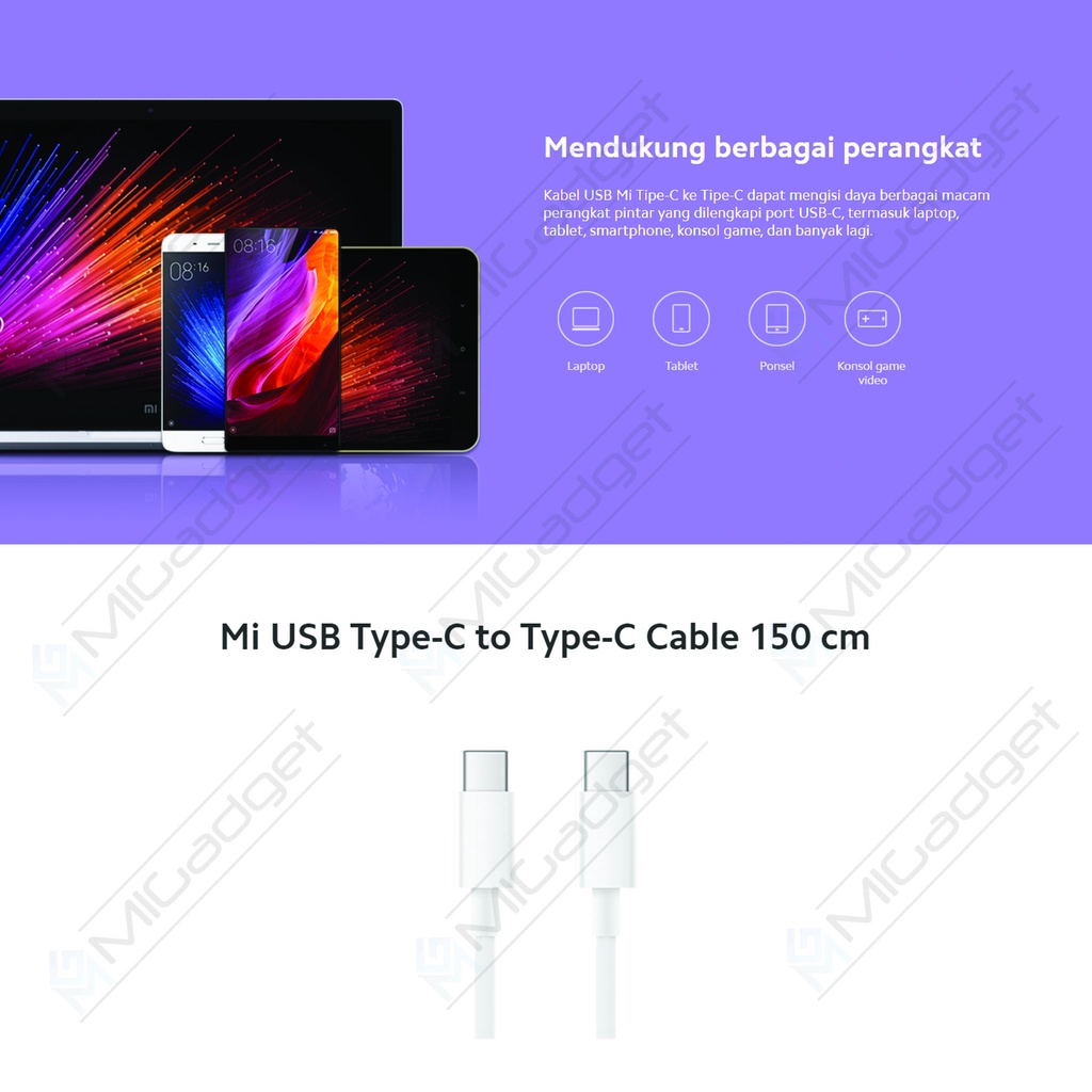 Xiaomi USB Type-C to Type-C 150cm Cable Support 5A