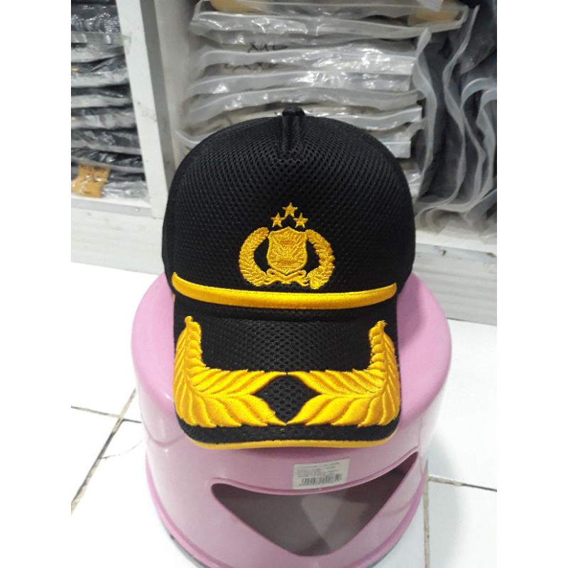 Topi pamen polisi hitam